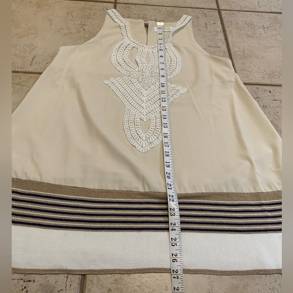 AGGÉL Knitwear Embroidered Boho Tunic Top - Beige, Size L - Picture 6 of 6